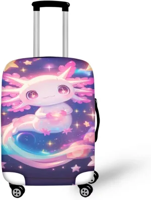 COEQINE Luggage Protector Suitcase Cover Cary On 26 28 Inch Suitcase Covers for Luggage Travel Stretchy Washable Travel Accessories Pink Axolotl Print