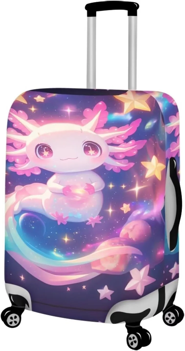 COEQINE Luggage Protector Suitcase Cover Cary On 26 28 Inch Suitcase Covers for Luggage Travel Stretchy Washable Travel Accessories Pink Axolotl Print