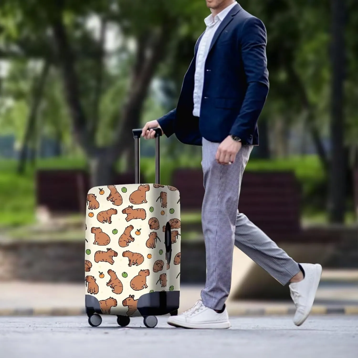 COEQINE Suitcase Covers For Luggage 26 Inch Washable Carry On Luggages Case Protector Lightweight Stretcy Women Travel Capybara Print