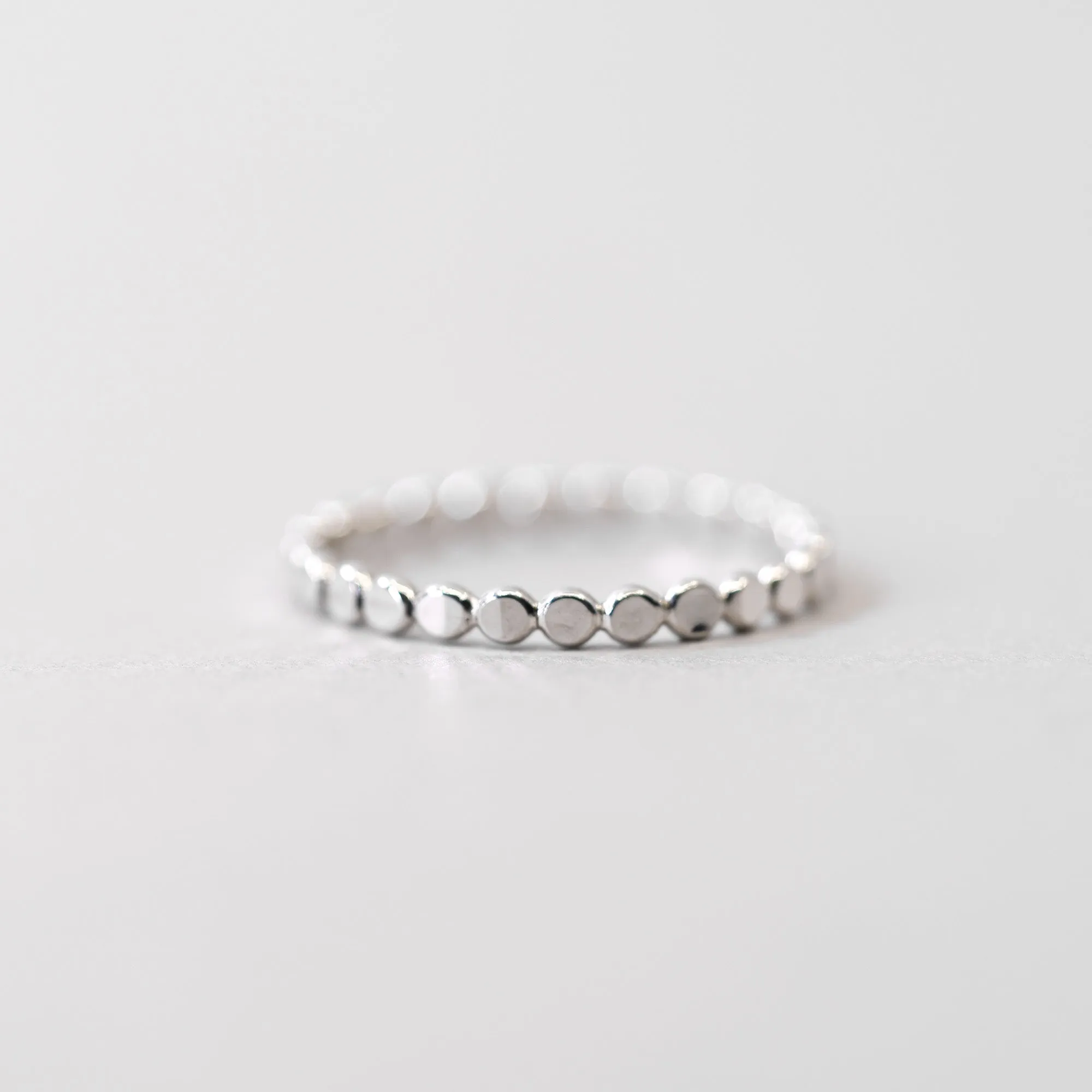Coin Hammered Disc Ring in Silver