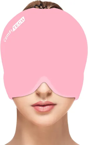 ComfiTECH Head Ice Pack Wrap Cold Cap Cooling Gel Hat, Medium, Pink