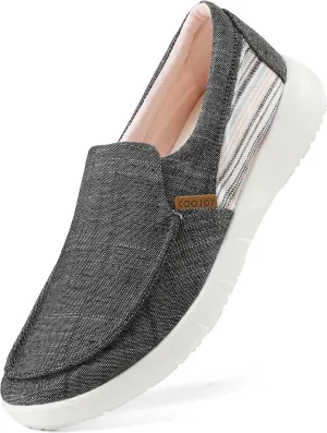COOJOY Women's Casual Lightweight Stretch Boat Canvas Slip on Shoes Breathable
