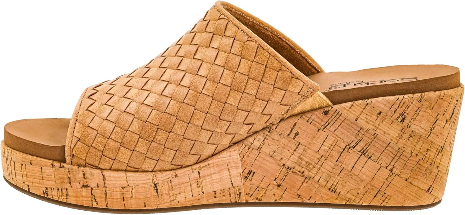Corkys Footwear Women's Wine And Dine 2.5-Inch Wedge Sandal - With A Woven Upper, Cork Platform, Slip-On Design, and Corkys Soft EVA Insoles For All Day Wear