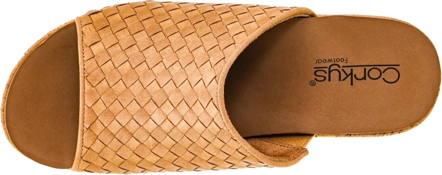 Corkys Footwear Women's Wine And Dine 2.5-Inch Wedge Sandal - With A Woven Upper, Cork Platform, Slip-On Design, and Corkys Soft EVA Insoles For All Day Wear
