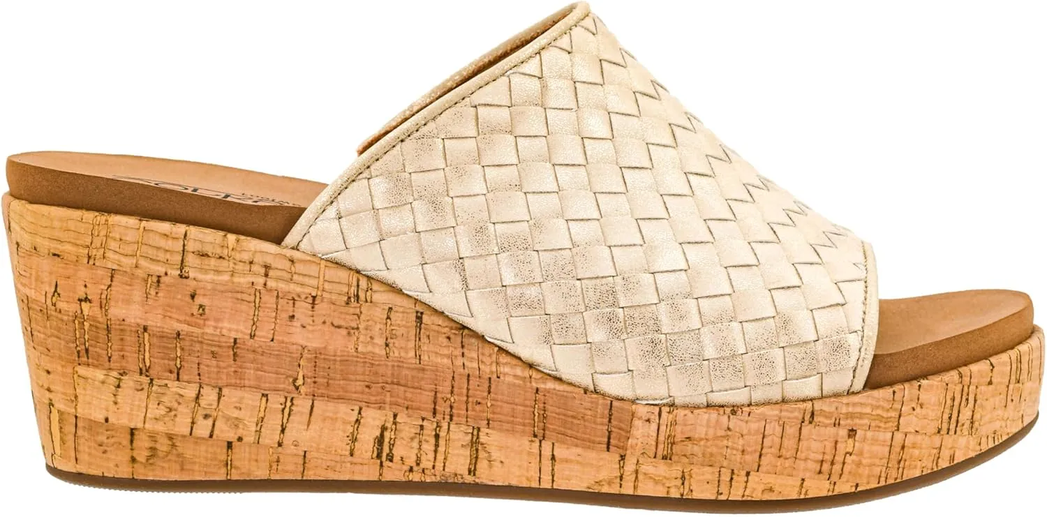 Corkys Footwear Women's Wine And Dine 2.5-Inch Wedge Sandal - With A Woven Upper, Cork Platform, Slip-On Design, and Corkys Soft EVA Insoles For All Day Wear