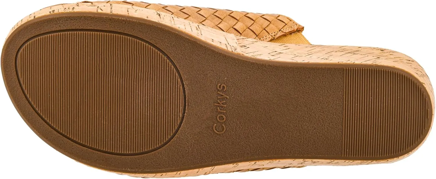 Corkys Footwear Women's Wine And Dine 2.5-Inch Wedge Sandal - With A Woven Upper, Cork Platform, Slip-On Design, and Corkys Soft EVA Insoles For All Day Wear