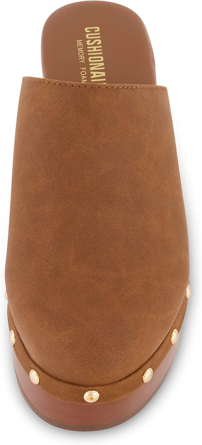 CUSHIONAIRE Women's Gibbons Faux Wood Clog with Memory Foam Padding, Wide Widths Available