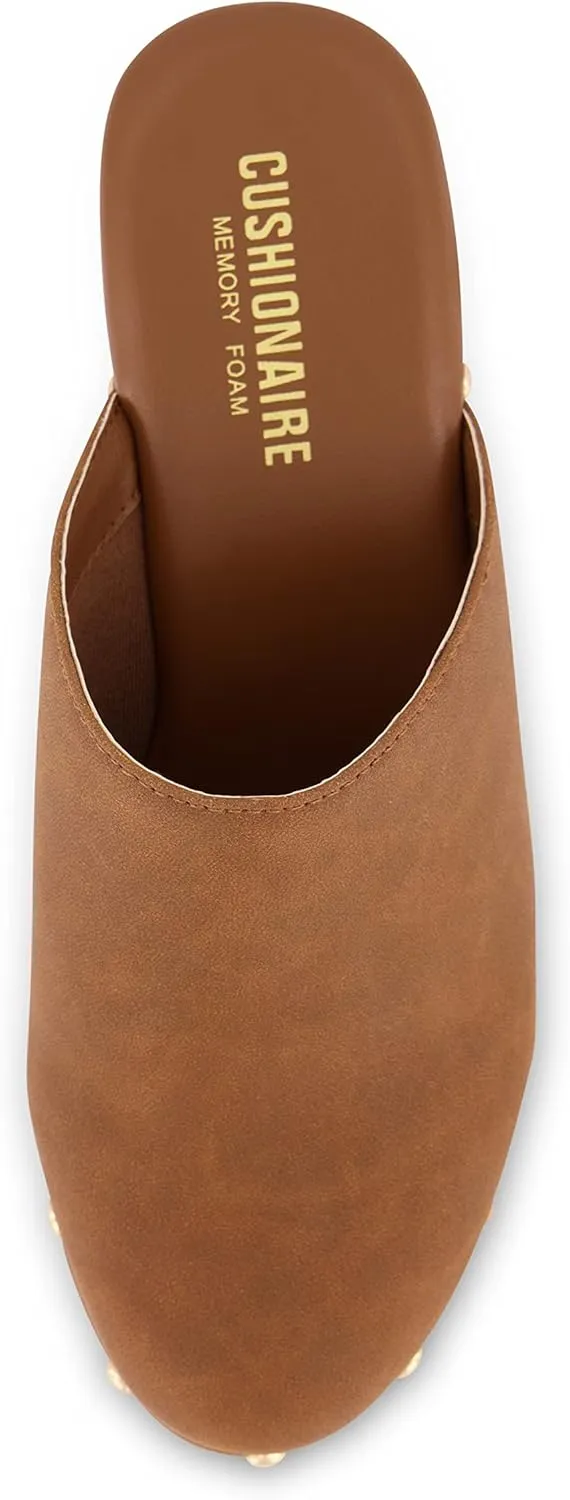 CUSHIONAIRE Women's Gibbons Faux Wood Clog with Memory Foam Padding, Wide Widths Available