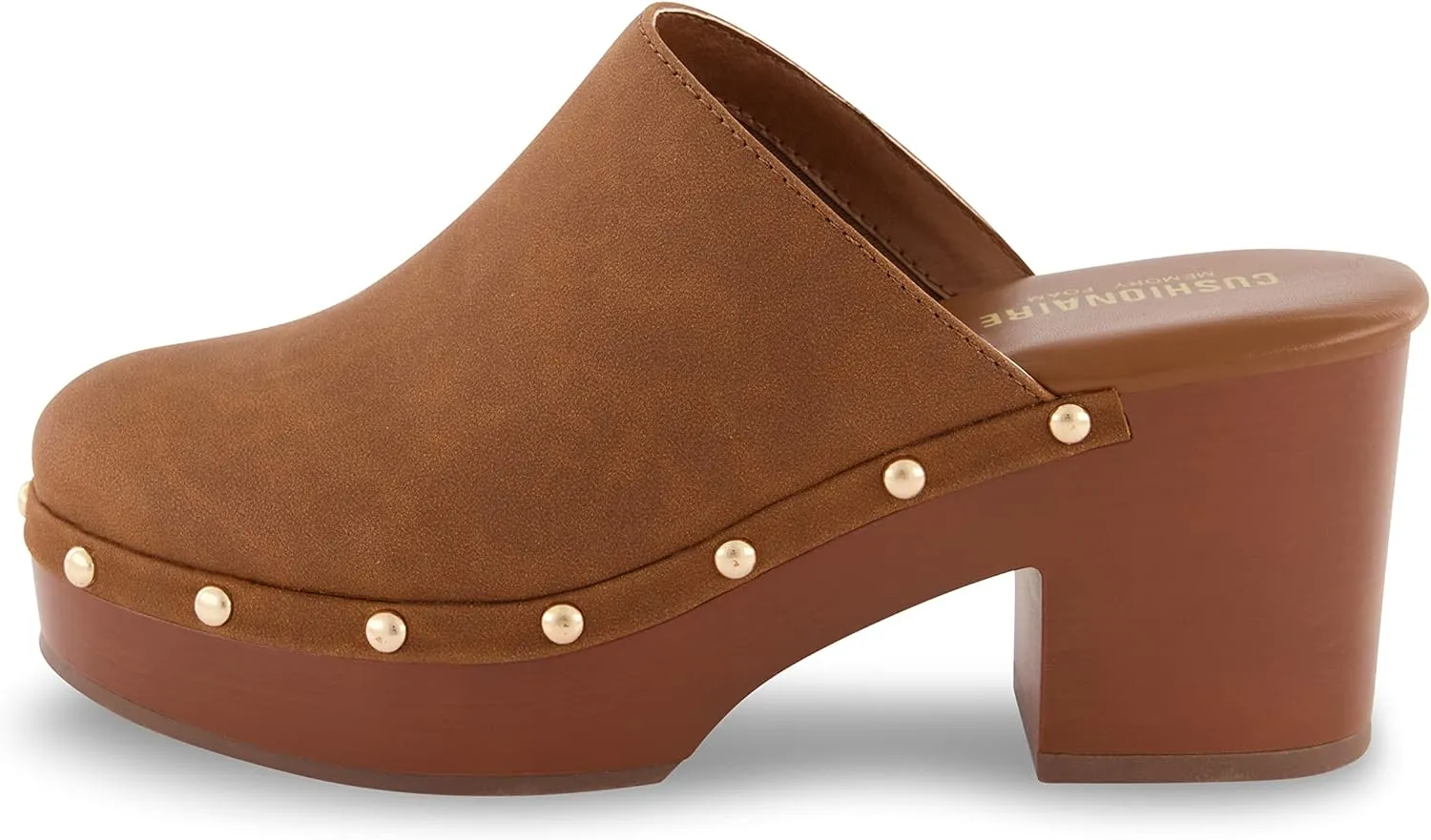 CUSHIONAIRE Women's Gibbons Faux Wood Clog with Memory Foam Padding, Wide Widths Available