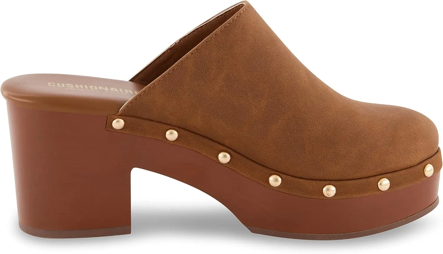 CUSHIONAIRE Women's Gibbons Faux Wood Clog with Memory Foam Padding, Wide Widths Available