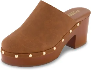 CUSHIONAIRE Women's Gibbons Faux Wood Clog with Memory Foam Padding, Wide Widths Available