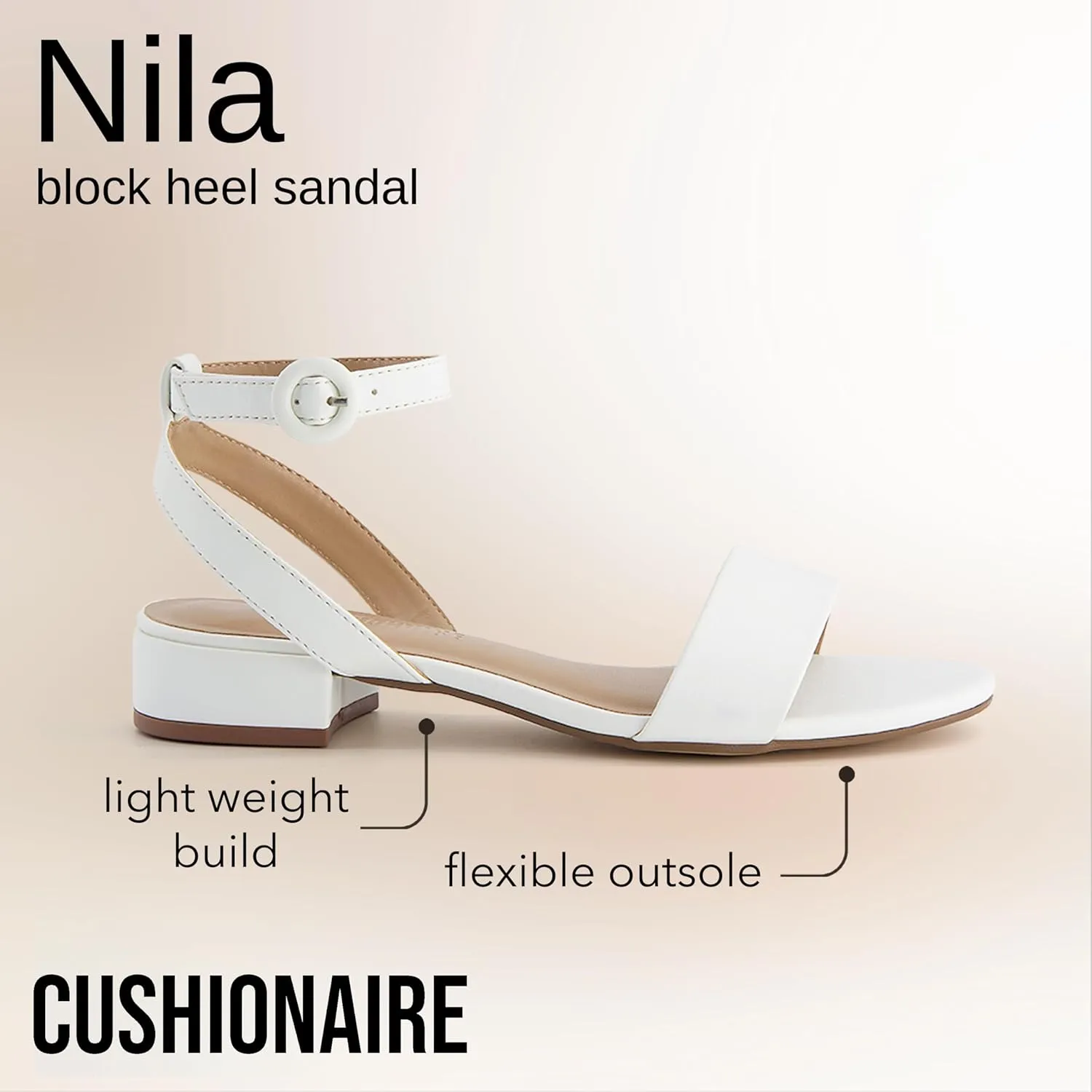 CUSHIONAIRE Women's Nila one band low block heel sandal  Wide Widths Available