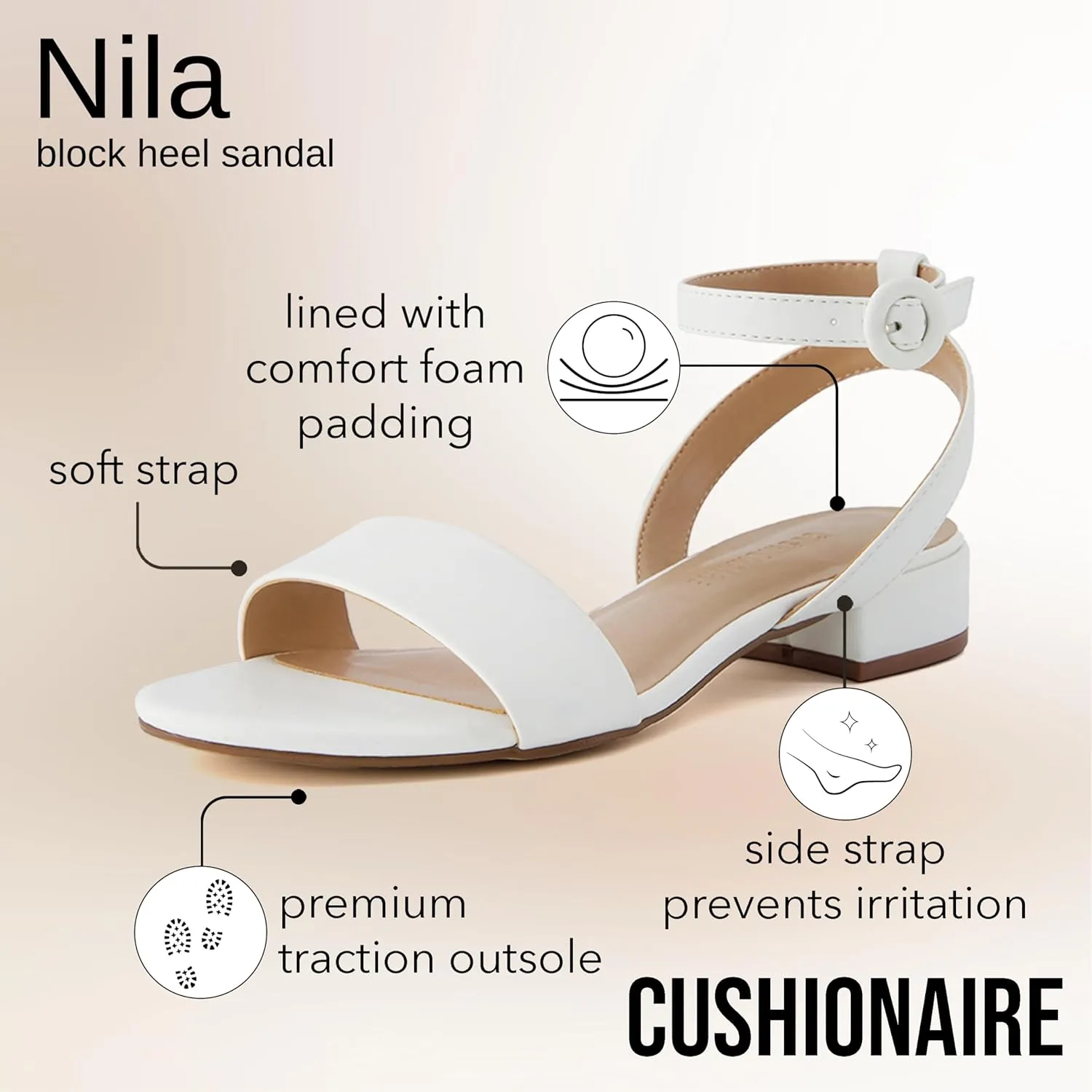 CUSHIONAIRE Women's Nila one band low block heel sandal  Wide Widths Available