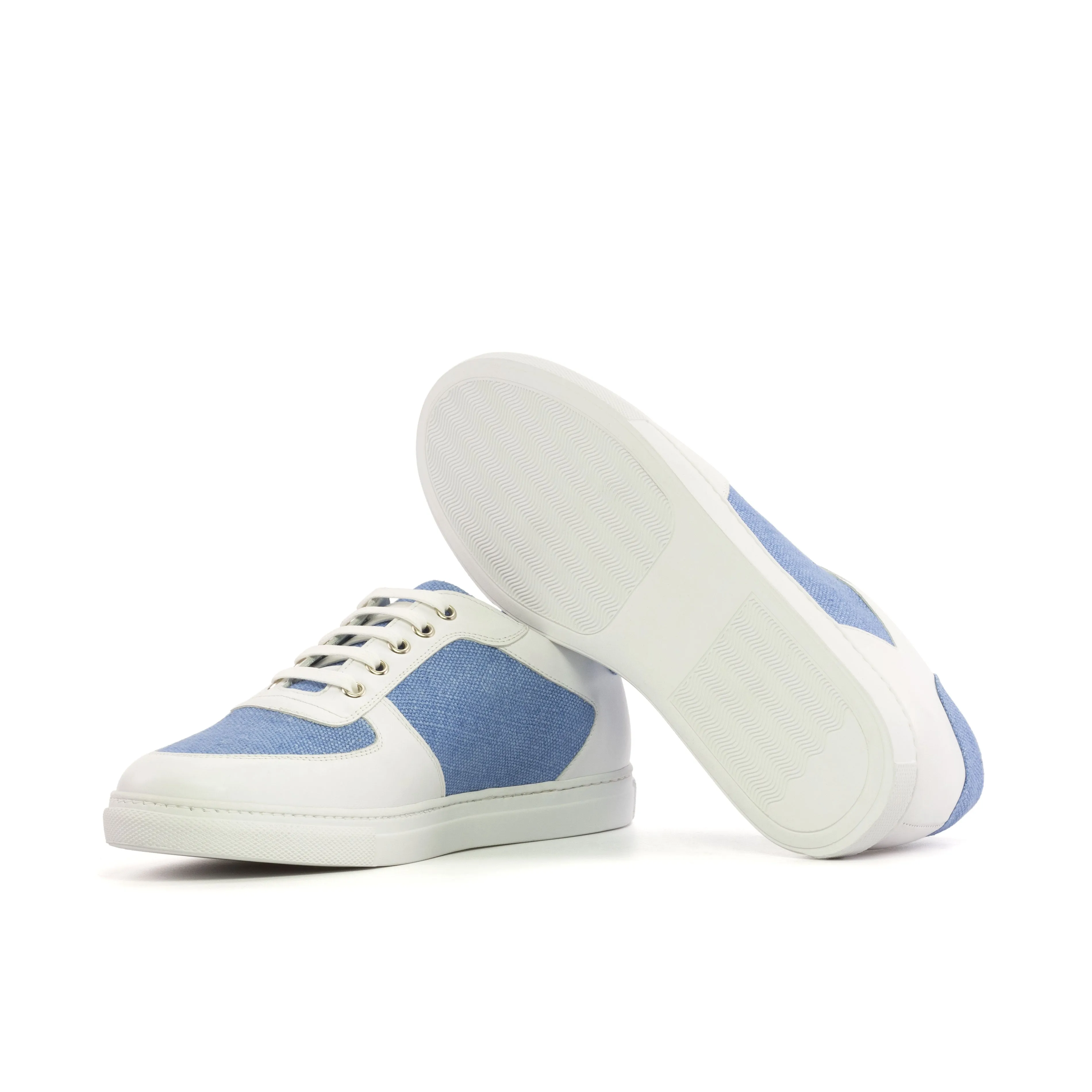 DapperFam Rivale in Blue Men's Linen Trainer