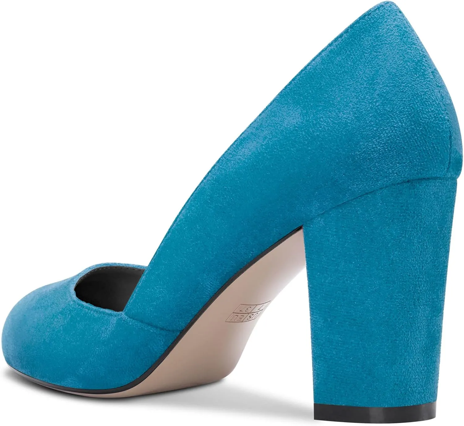 DearOnly Womens Pumps Round Closed Toe Block Chunky High Heel Slip On Suede Dress Shoes Shopping Office Cute 3 Inch