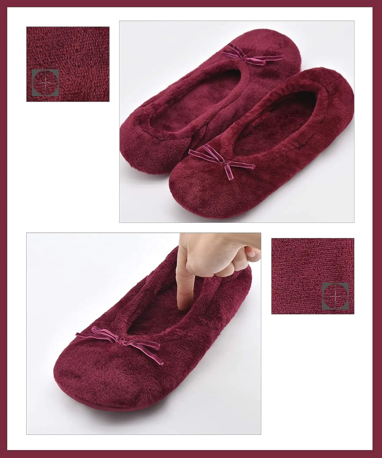 DICUIRD Women's Ballerina Slippers Lightweight House Slippers with Stretchable Heel Design