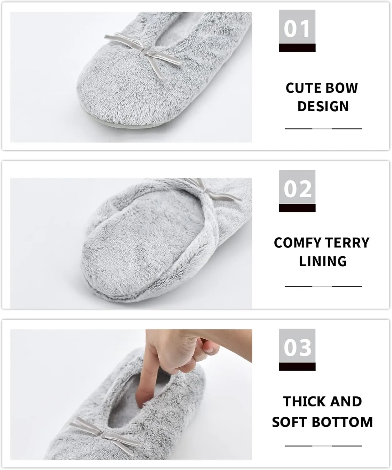 DICUIRD Women's Ballerina Slippers Lightweight House Slippers with Stretchable Heel Design