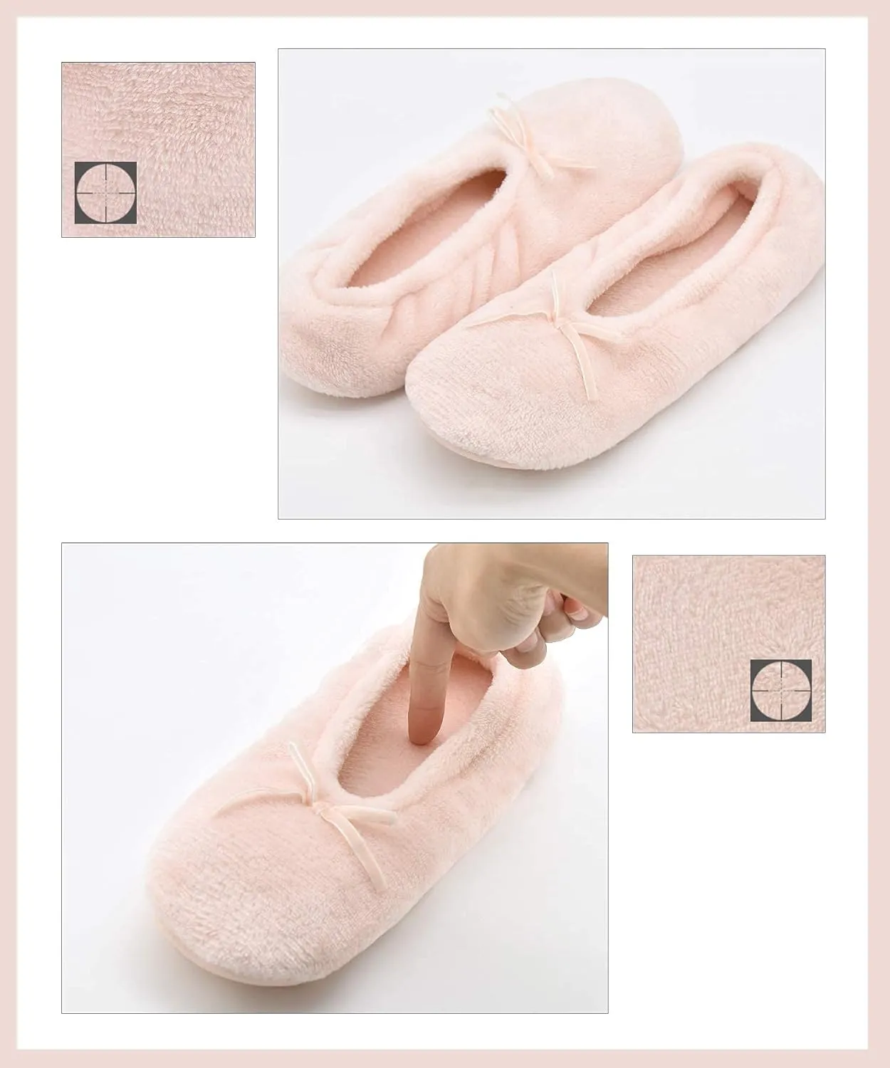 DICUIRD Women's Ballerina Slippers Lightweight House Slippers with Stretchable Heel Design