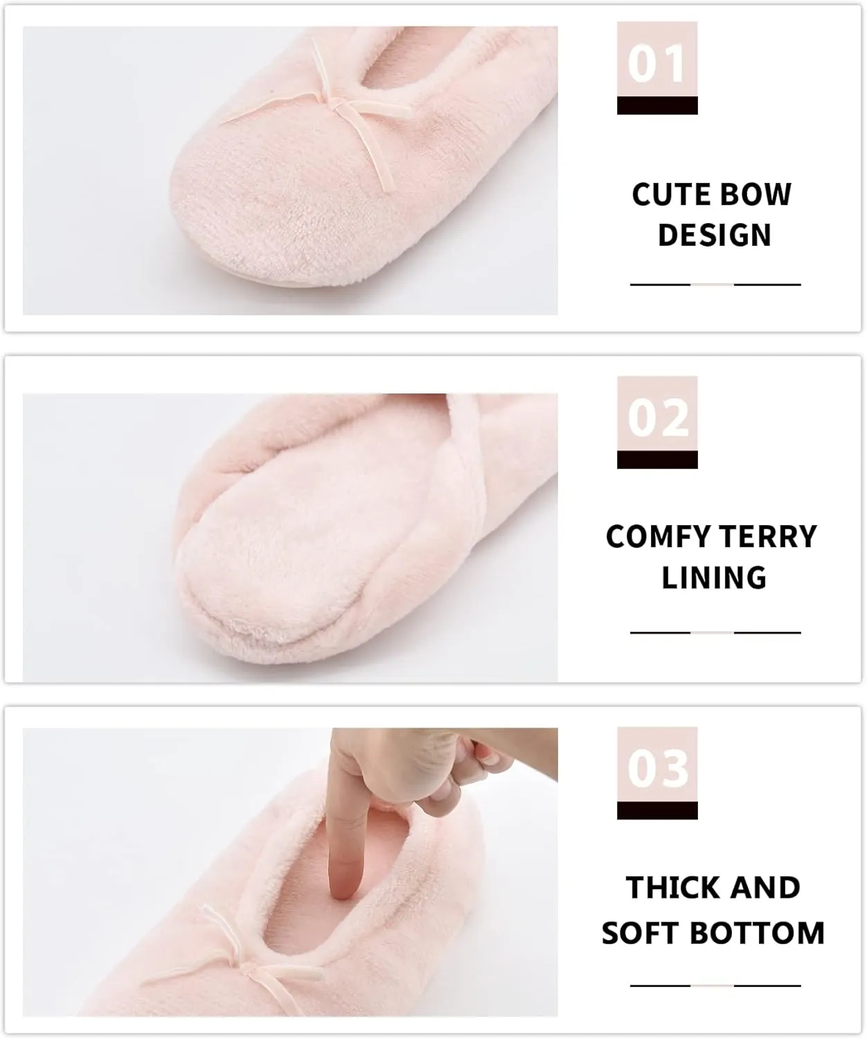 DICUIRD Women's Ballerina Slippers Lightweight House Slippers with Stretchable Heel Design