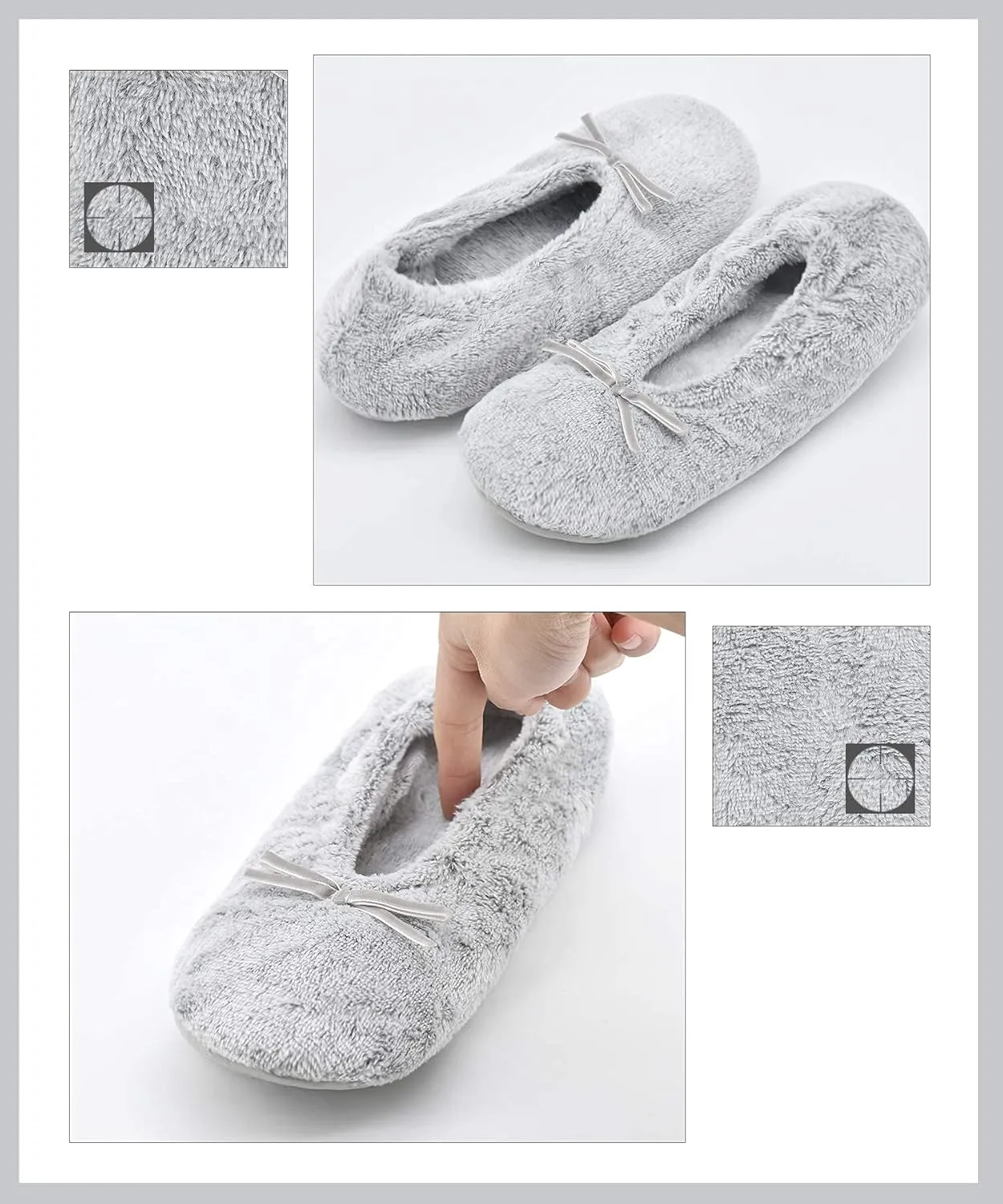 DICUIRD Women's Ballerina Slippers Lightweight House Slippers with Stretchable Heel Design