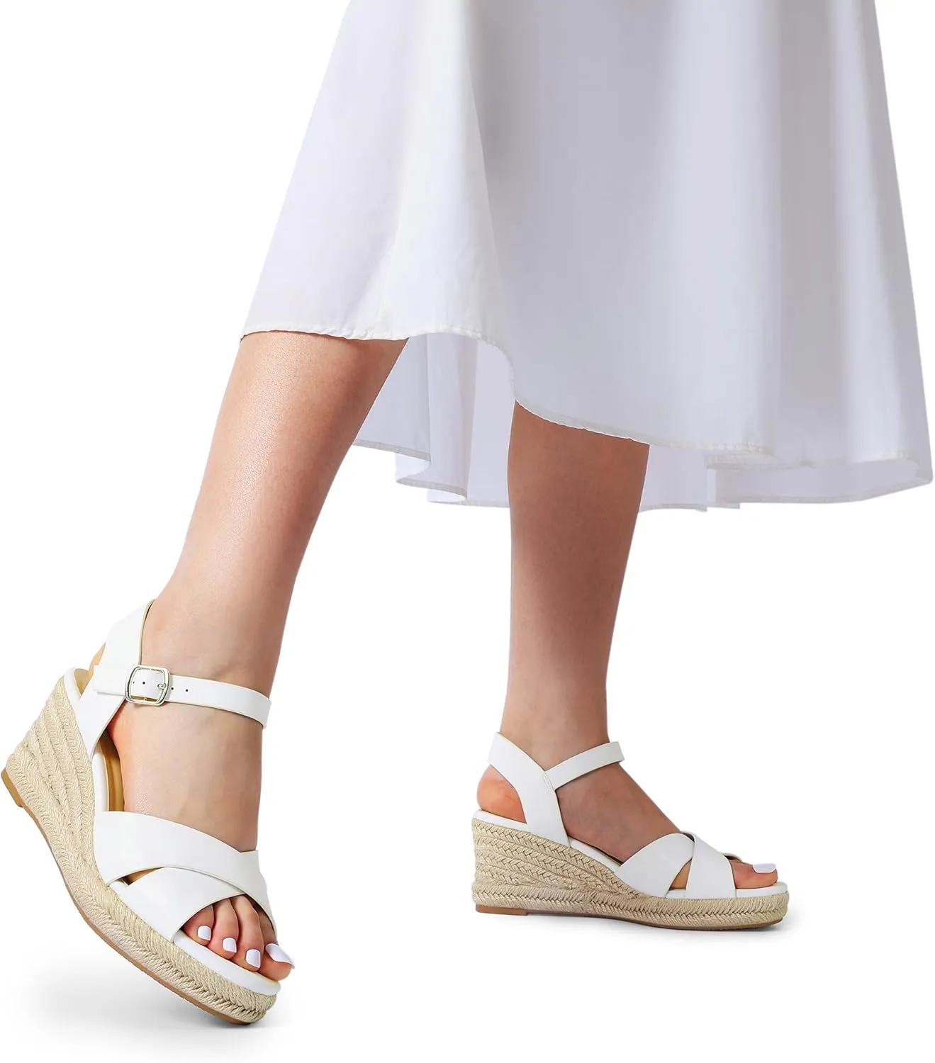 DREAM PAIRS Espadrille Dressy Wedge Sandals, Women's Platform Sandals Casual Summer, Comfortable High Heeled Wedges with Adjustable Buckle