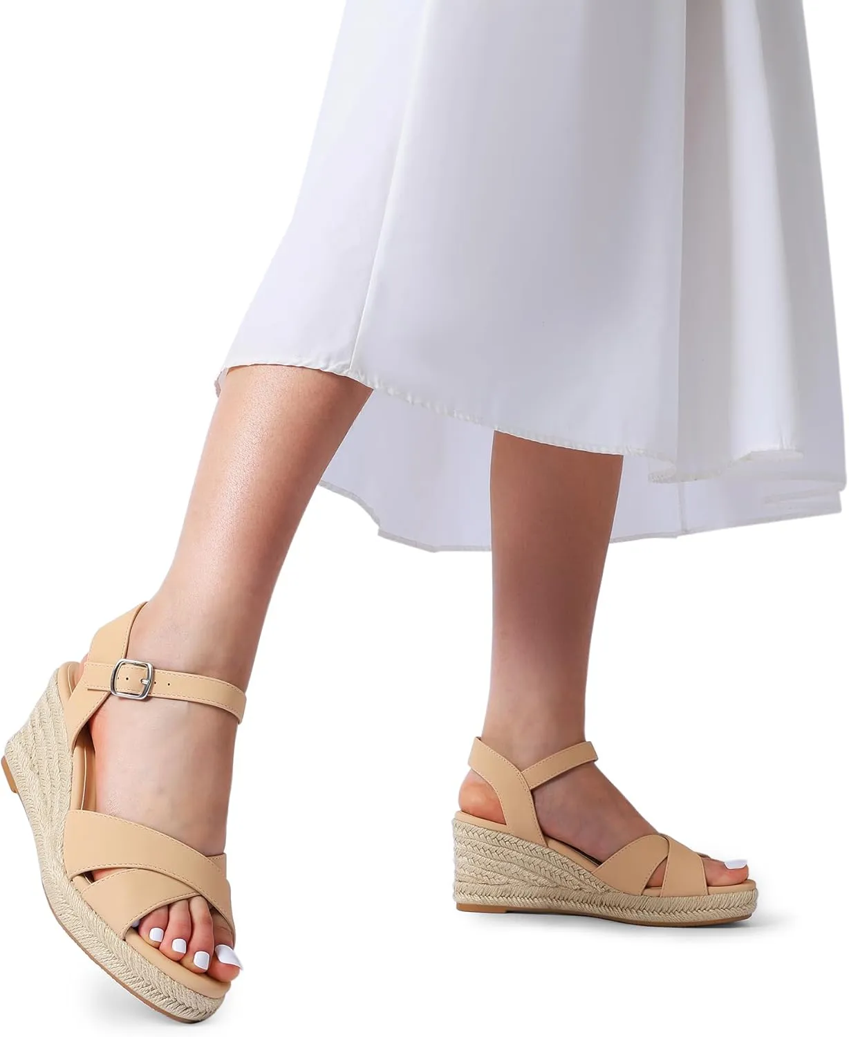 DREAM PAIRS Espadrille Dressy Wedge Sandals, Women's Platform Sandals Casual Summer, Comfortable High Heeled Wedges with Adjustable Buckle