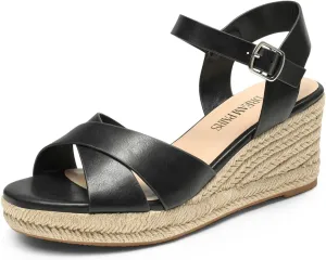 DREAM PAIRS Espadrille Dressy Wedge Sandals, Women's Platform Sandals Casual Summer, Comfortable High Heeled Wedges with Adjustable Buckle