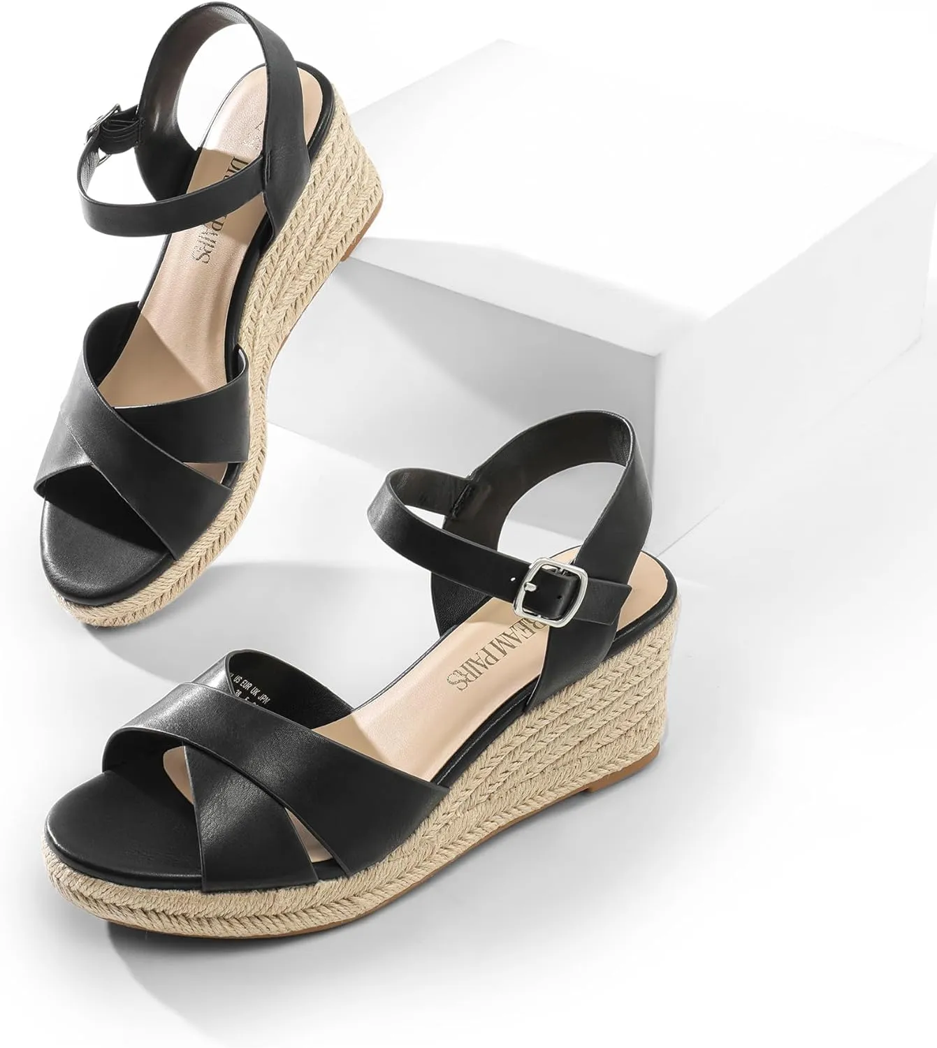 DREAM PAIRS Espadrille Dressy Wedge Sandals, Women's Platform Sandals Casual Summer, Comfortable High Heeled Wedges with Adjustable Buckle