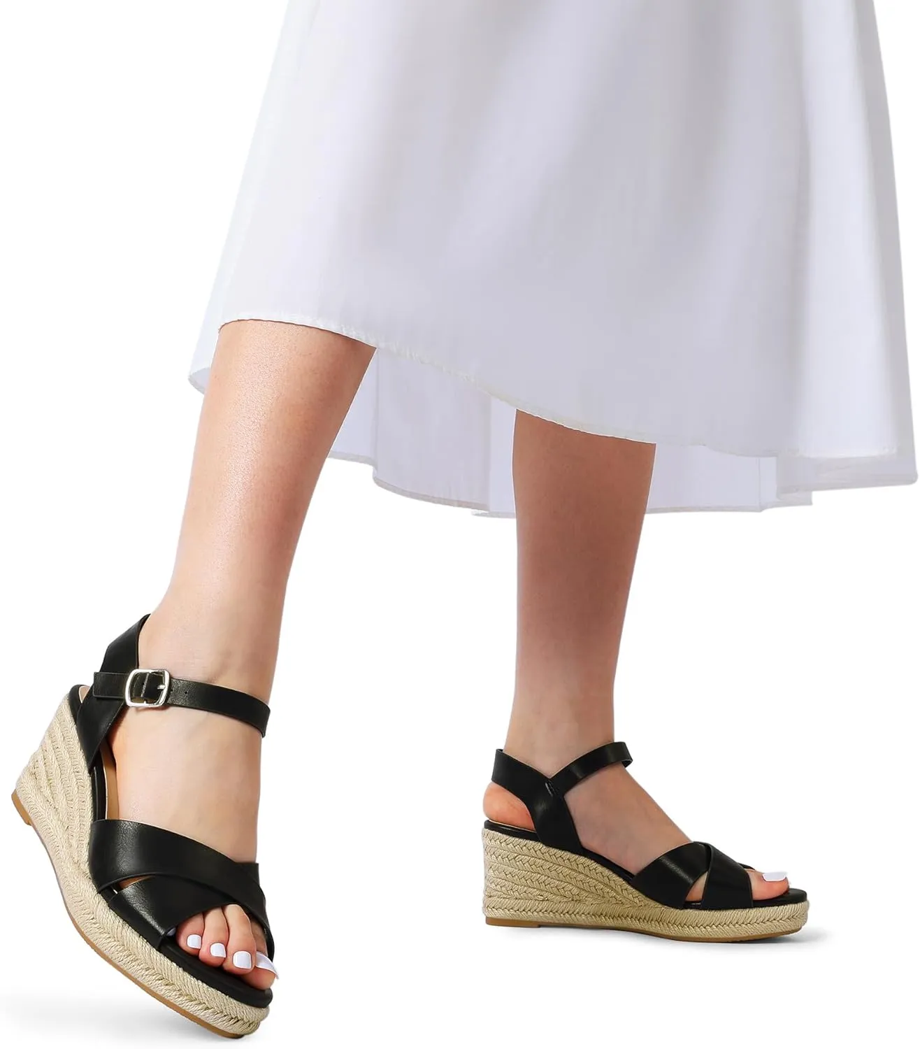 DREAM PAIRS Espadrille Dressy Wedge Sandals, Women's Platform Sandals Casual Summer, Comfortable High Heeled Wedges with Adjustable Buckle