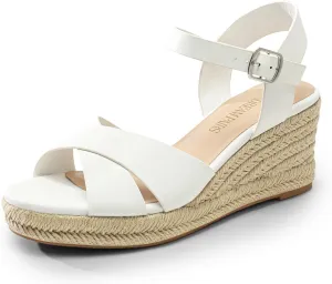 DREAM PAIRS Espadrille Dressy Wedge Sandals, Women's Platform Sandals Casual Summer, Comfortable High Heeled Wedges with Adjustable Buckle