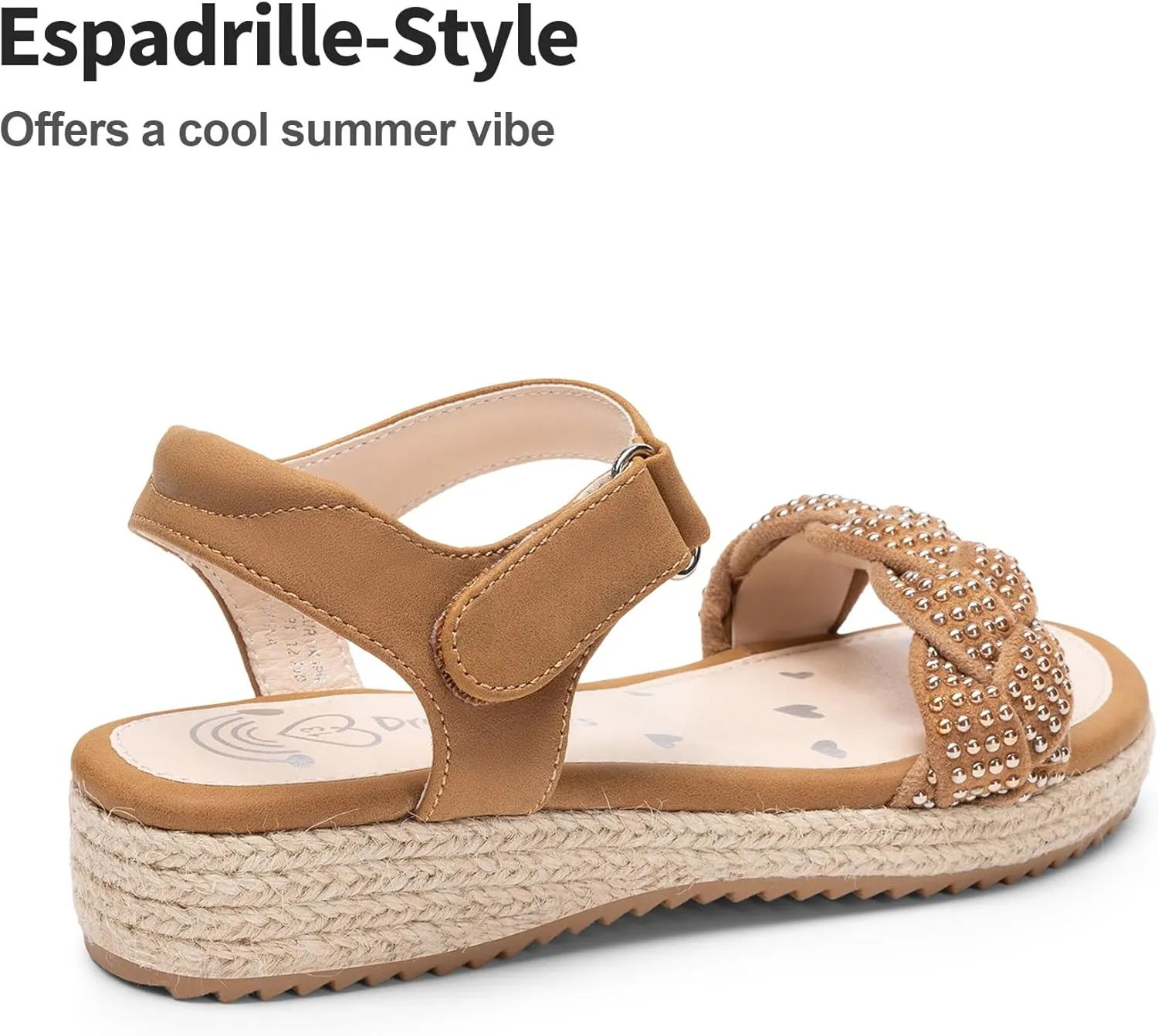 DREAM PAIRS Girls Espadrille Flatform Platform Wedge Open Toe Summer Sandals for Little Kid, Big Kid, Casual, Vacation or Formal Use