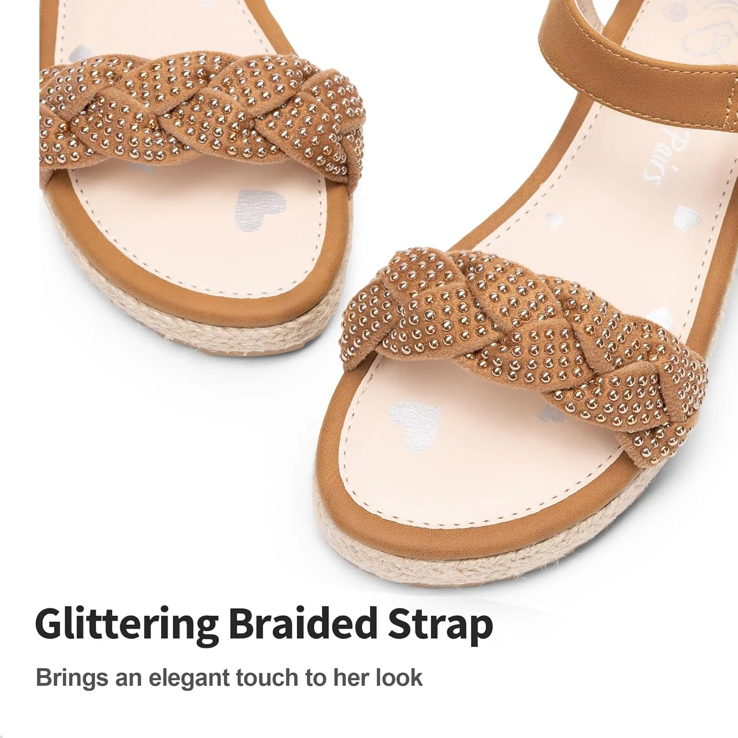 DREAM PAIRS Girls Espadrille Flatform Platform Wedge Open Toe Summer Sandals for Little Kid, Big Kid, Casual, Vacation or Formal Use