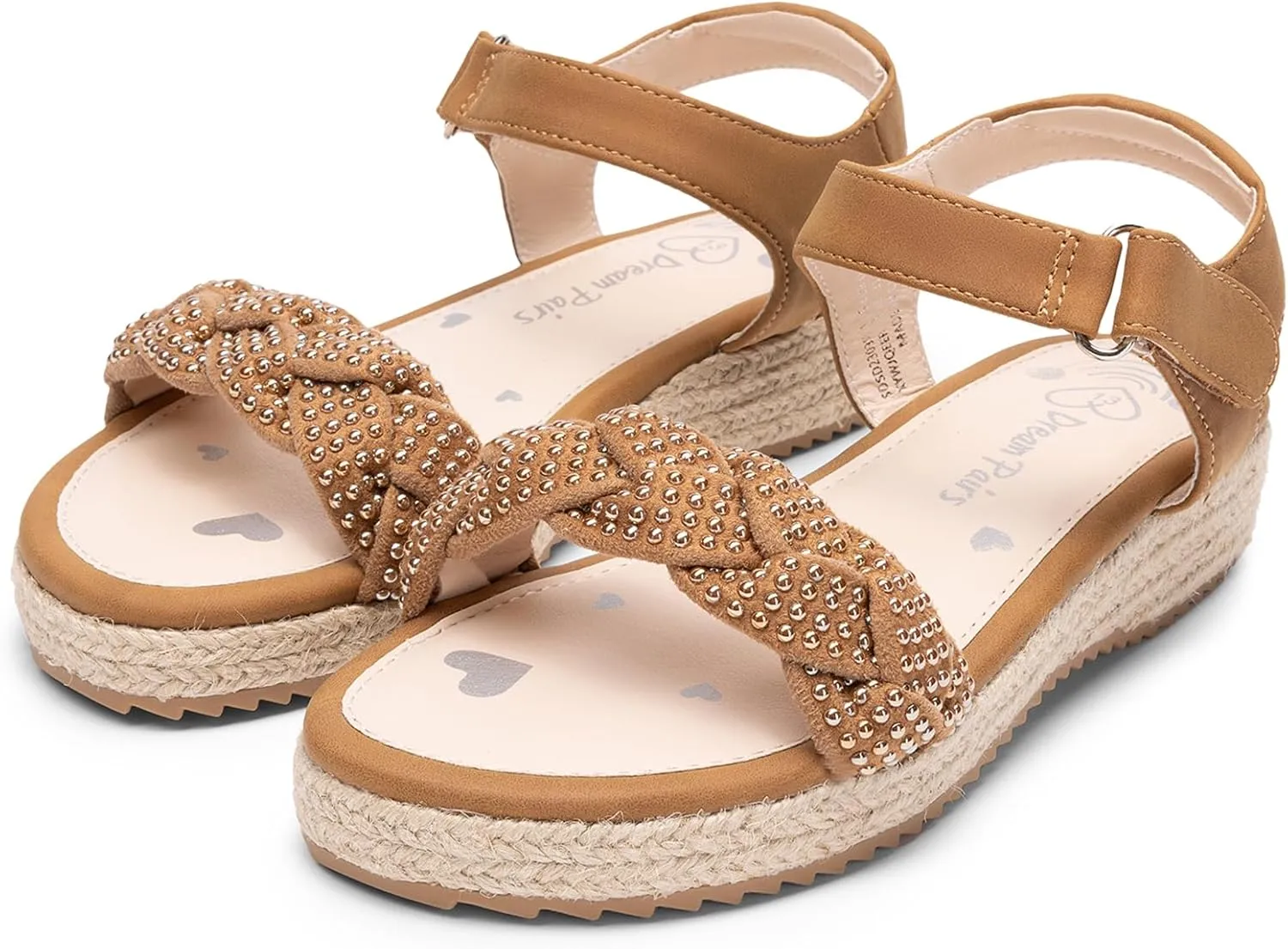DREAM PAIRS Girls Espadrille Flatform Platform Wedge Open Toe Summer Sandals for Little Kid, Big Kid, Casual, Vacation or Formal Use