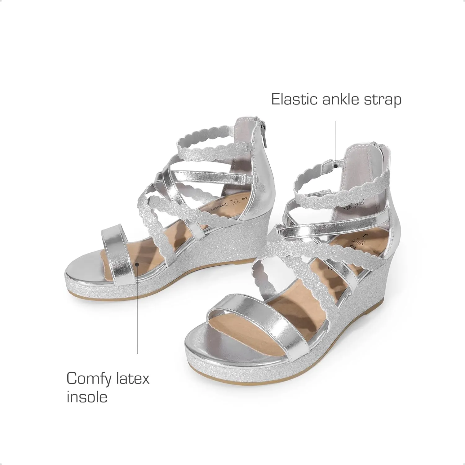 DREAM PAIRS Girls Wedge Sandals Flatform Open Toe Platform Sandals Espadrille Flower Wedding Party for Little Kid/Big Kid