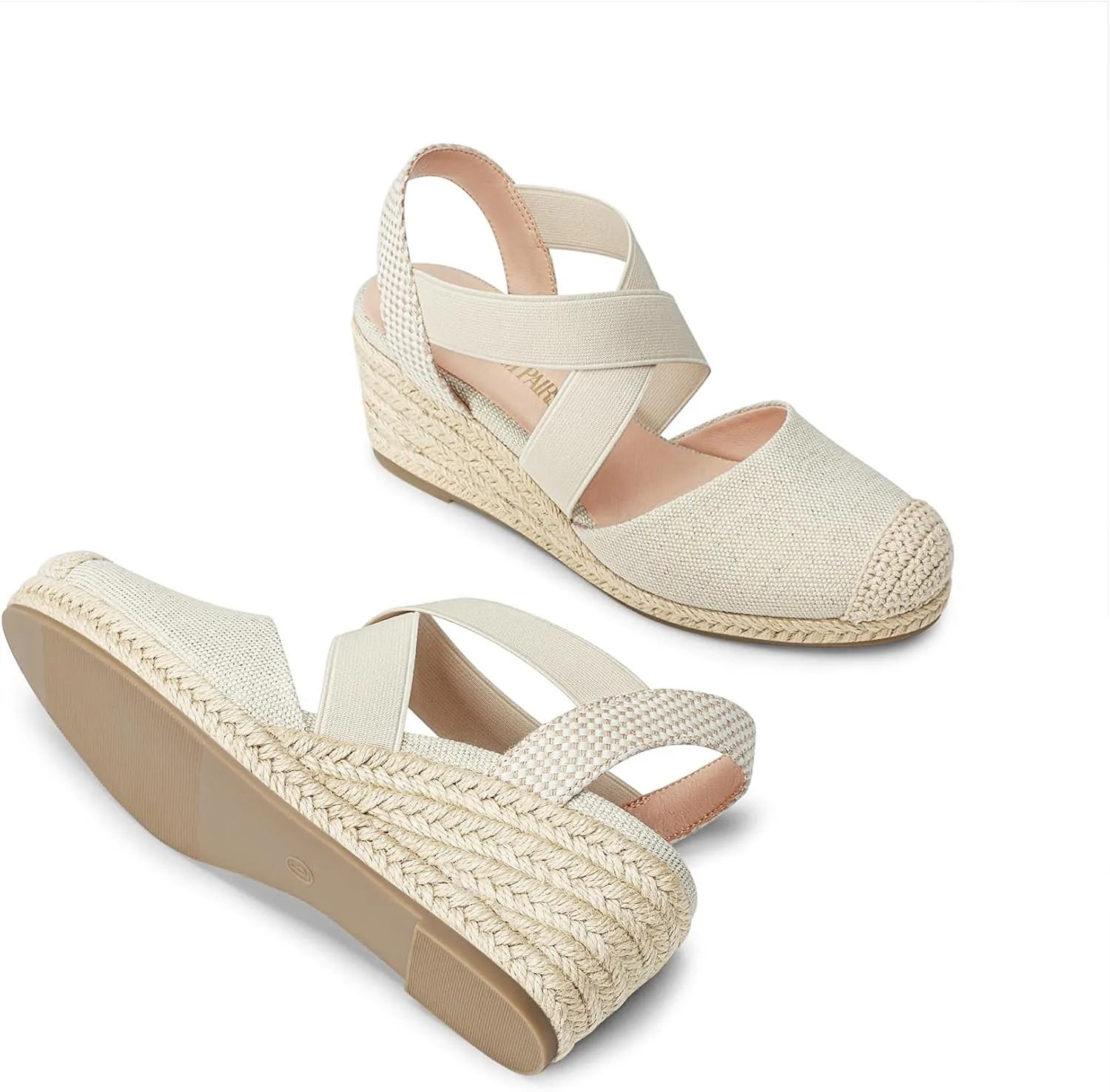 DREAM PAIRS Womens Close Toe Espadrilles Platform Slip on Elastic Criss Cross Straps Dressy Wedges Sandals