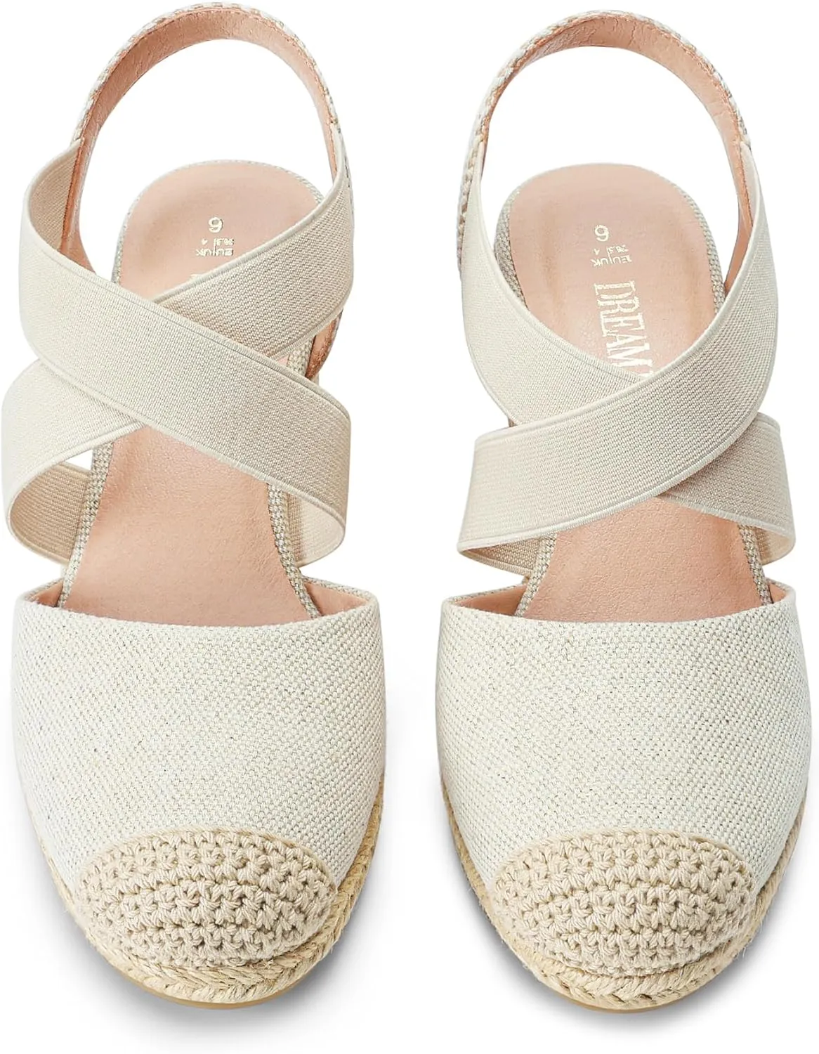 DREAM PAIRS Womens Close Toe Espadrilles Platform Slip on Elastic Criss Cross Straps Dressy Wedges Sandals