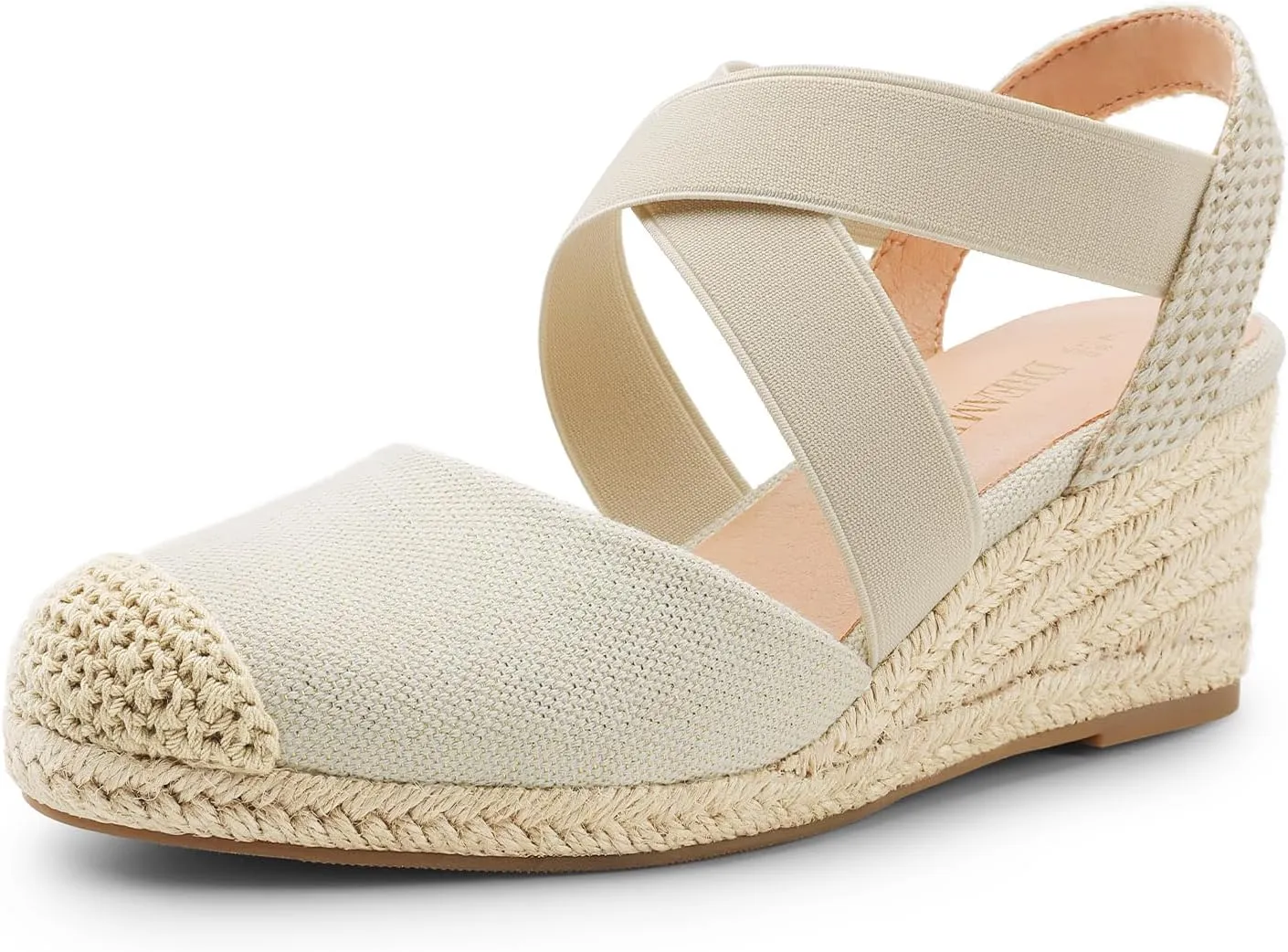 DREAM PAIRS Womens Close Toe Espadrilles Platform Slip on Elastic Criss Cross Straps Dressy Wedges Sandals