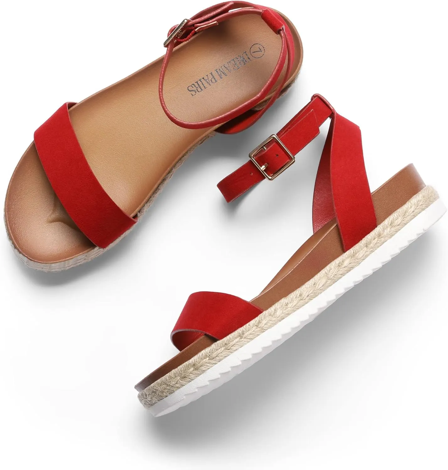 DREAM PAIRS Women's Open Toe Platform Espadrille Wedge Sandals Comfortable One Band Dressy Casual Sandals for Women