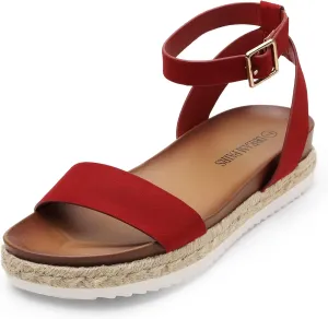 DREAM PAIRS Women's Open Toe Platform Espadrille Wedge Sandals Comfortable One Band Dressy Casual Sandals for Women