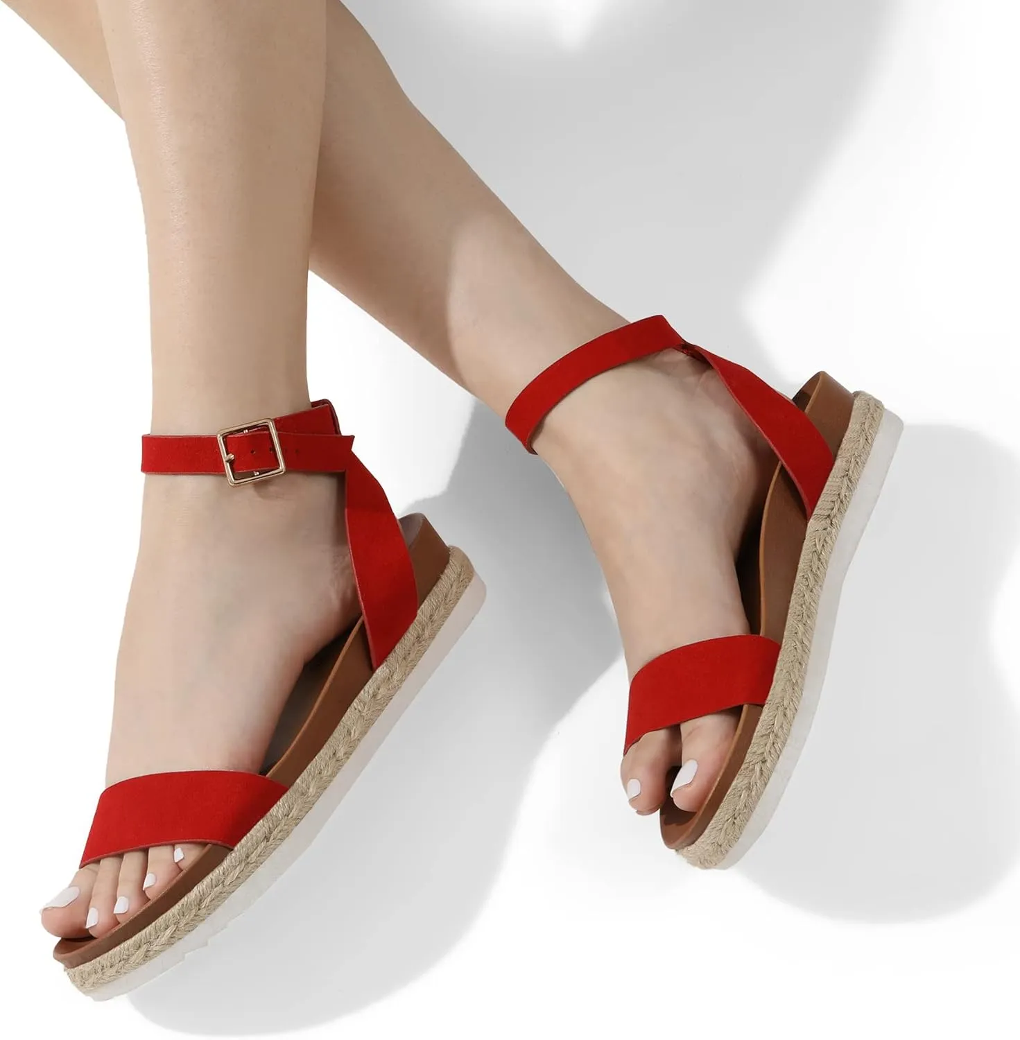 DREAM PAIRS Women's Open Toe Platform Espadrille Wedge Sandals Comfortable One Band Dressy Casual Sandals for Women