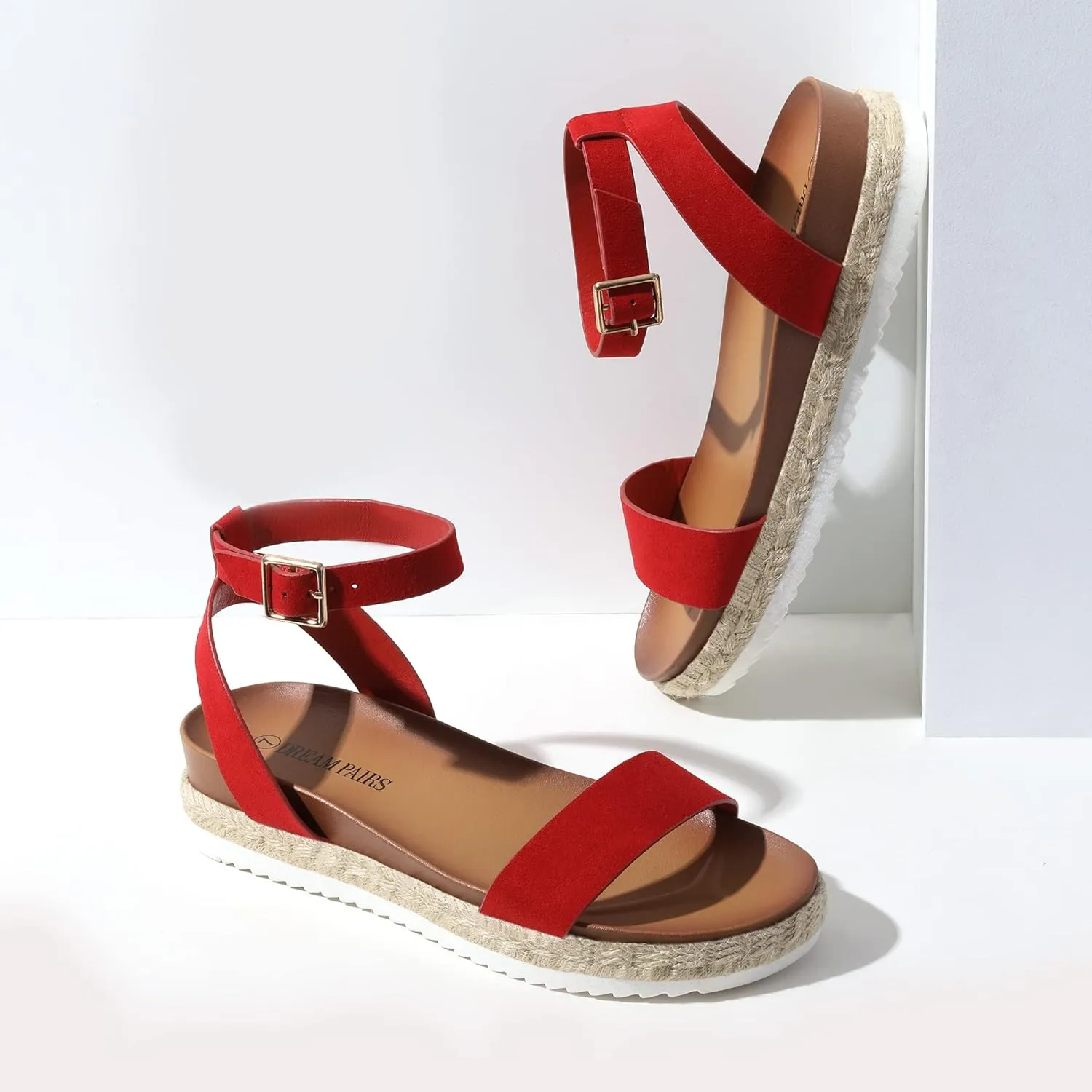 DREAM PAIRS Women's Open Toe Platform Espadrille Wedge Sandals Comfortable One Band Dressy Casual Sandals for Women