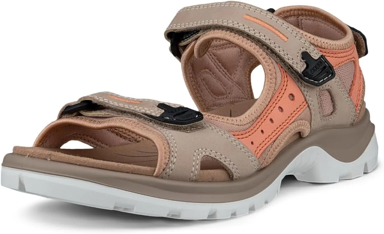 ECCO Women's Yucatan Sport Sandal, Nude/Coral Nubuck, 12-12.5