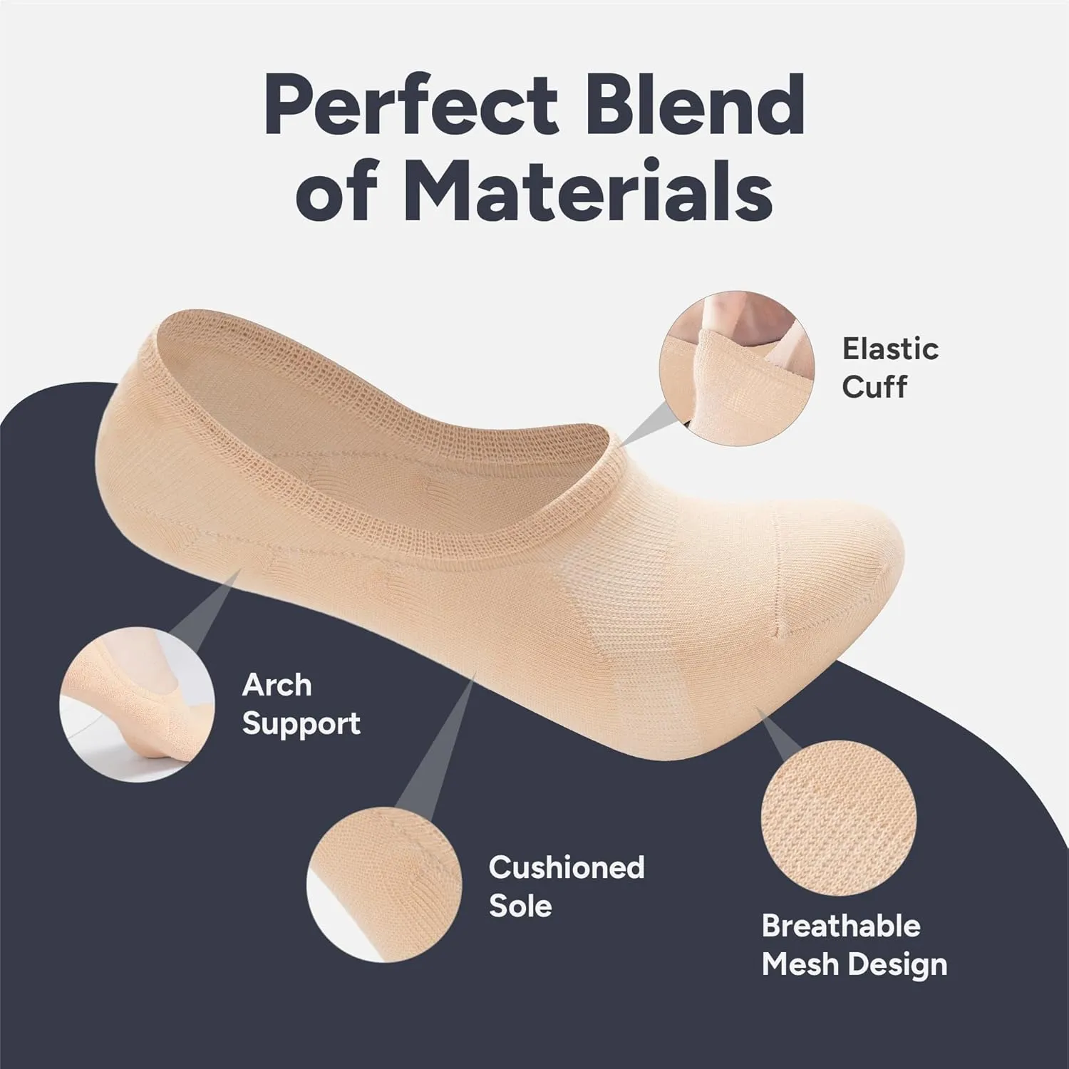 Eedor No Show Socks Men - Non Slip, Invisible & Low Cut Ankle - Casual & Formal Socks for Men - Soft & Stretchable Cotton