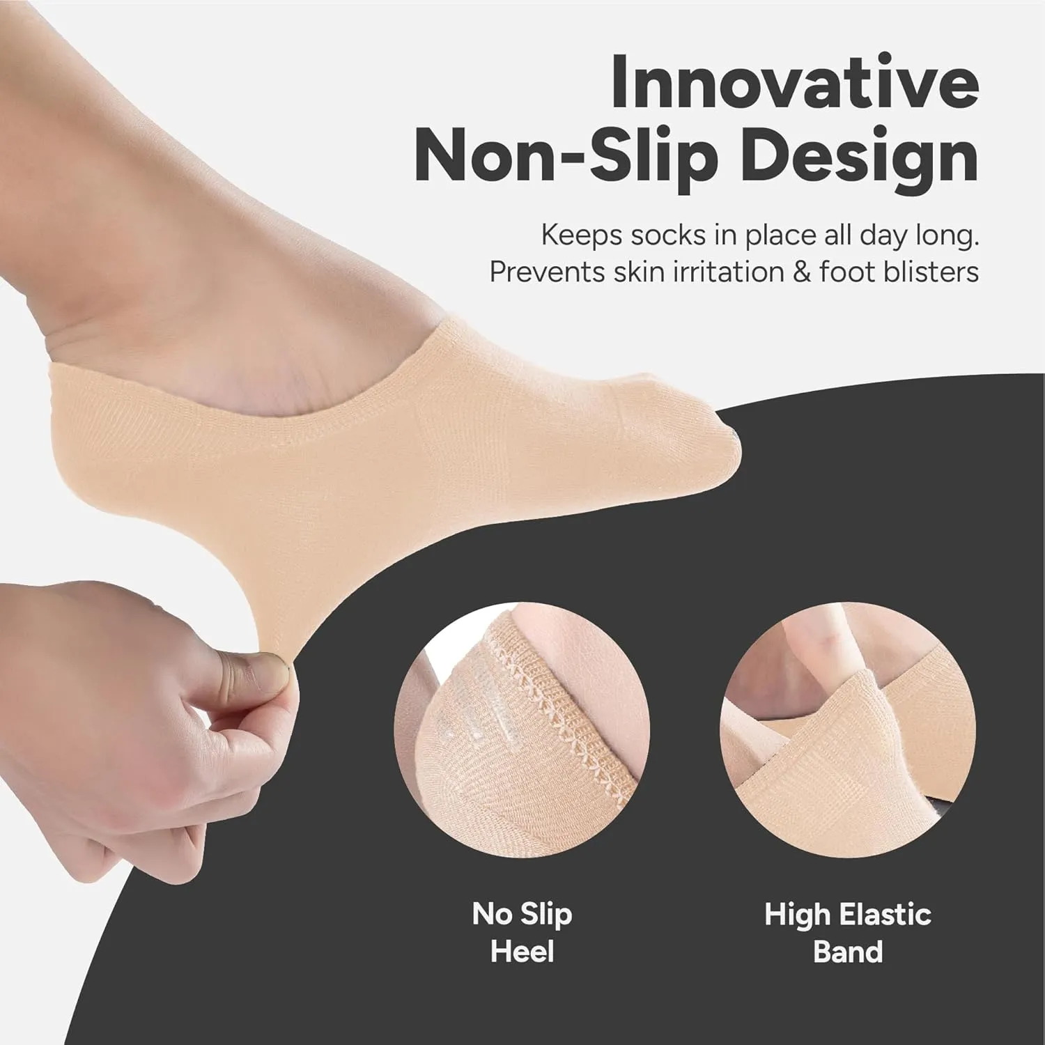 Eedor No Show Socks Men - Non Slip, Invisible & Low Cut Ankle - Casual & Formal Socks for Men - Soft & Stretchable Cotton