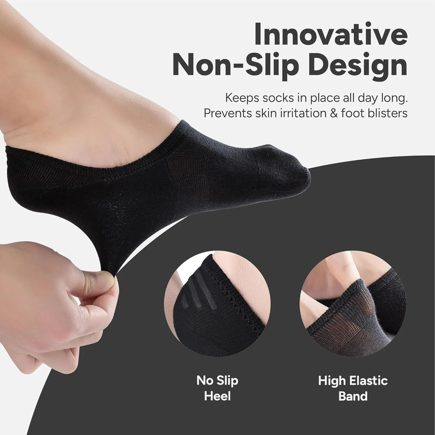 Eedor No Show Socks Men - Non Slip, Invisible & Low Cut Ankle - Casual & Formal Socks for Men - Soft & Stretchable Cotton