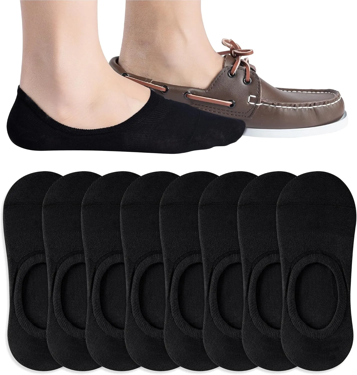 Eedor No Show Socks Men - Non Slip, Invisible & Low Cut Ankle - Casual & Formal Socks for Men - Soft & Stretchable Cotton