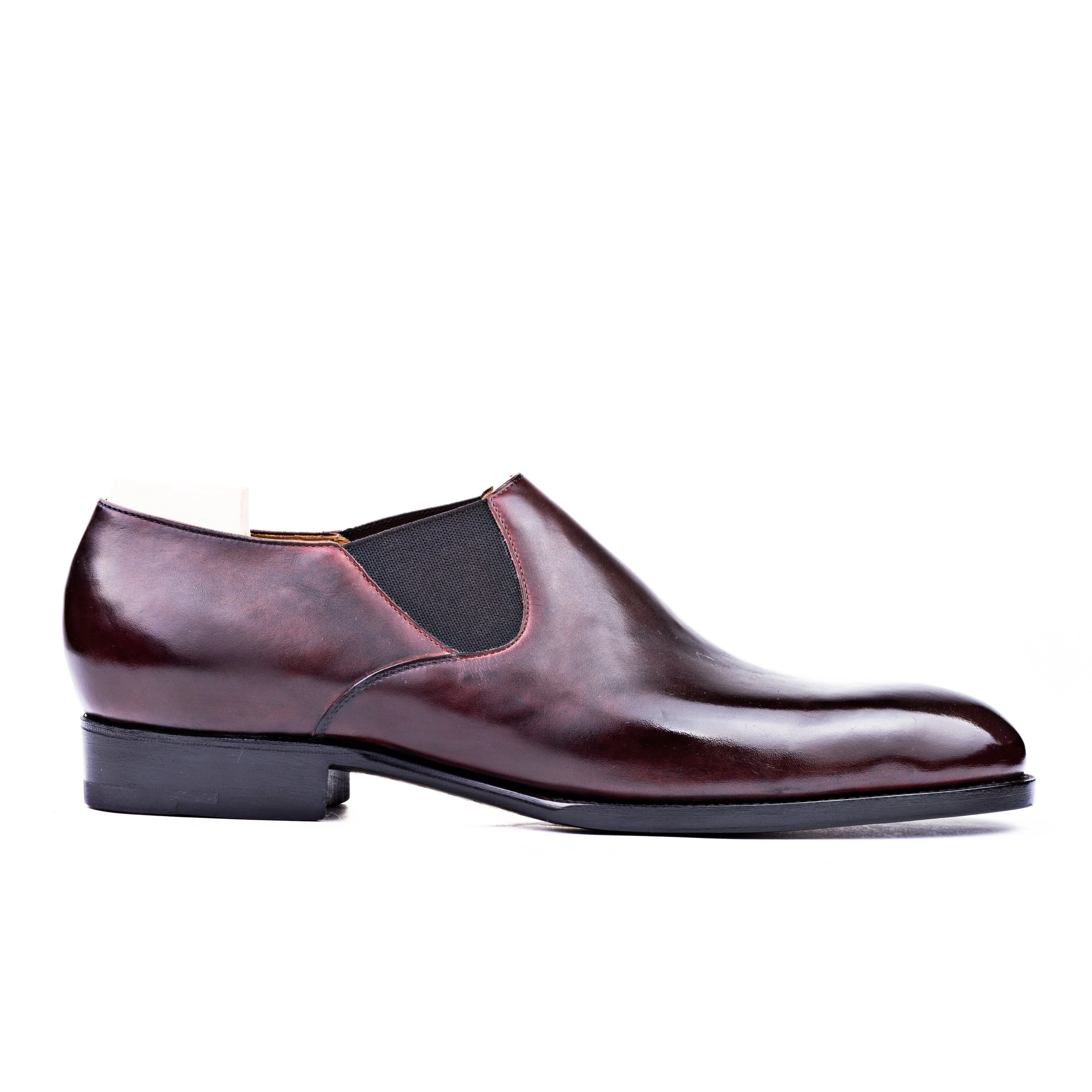 Elastic sided plain loafer