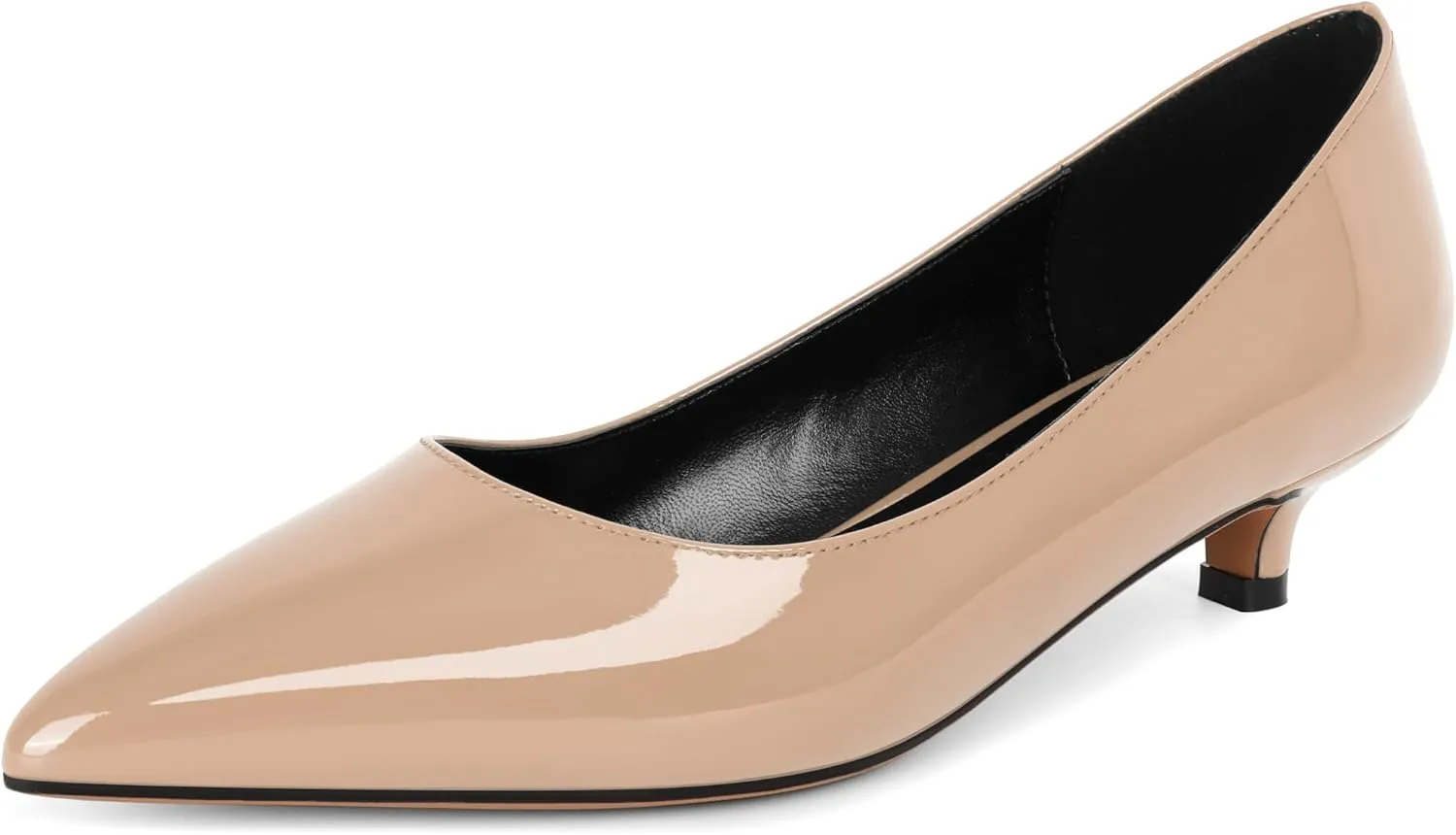 Eldof Women's Low Heel Pumps Pointed Toe Kitten Heels Slip on Comfort Pumps 1.4 Inches for Dress Party Office