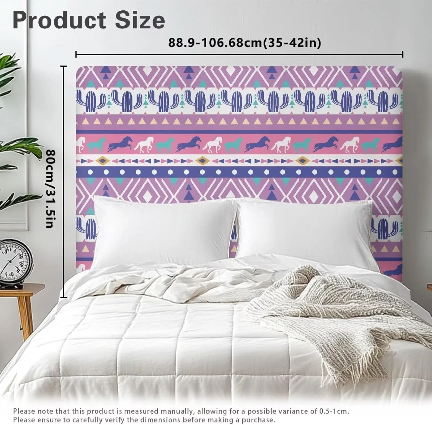 Ethnic Triba Headboard Cover Twin Stretchable Bed Headboard Cover for Bedroom Geometry Headboard Slip Cover Twin Size Easy to Clean Dustproof Headboard Cover Elastic Bed Headboard Protector