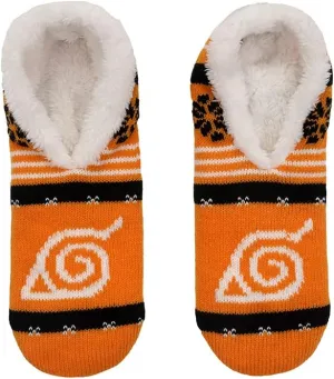 Everything Legwear Naruto Shippuden Hidden Leaf Fair Isle Plush Slip On Socks - One Size Fits Most (1 Pair)
